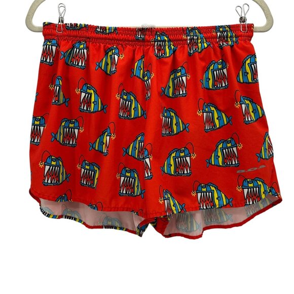 BOA USA Mens Large Running Shorts Printed 3" Half Split Shorts Piranha Fish - Picture 1 of 5